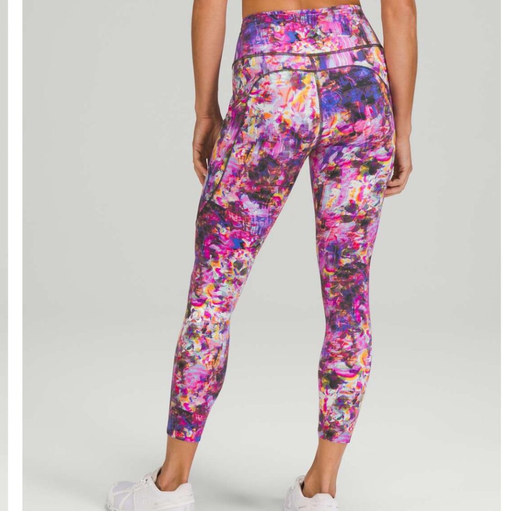 Lululemon SeaWheeze Fast and Free High-Rise Crop 25" Flash Floral Multi NWT sz 4